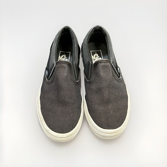 Vans Other - VANS Classic Slip‎ On All Black Canvas Low Top Skate Shoes Mens 5 Womens 6.5